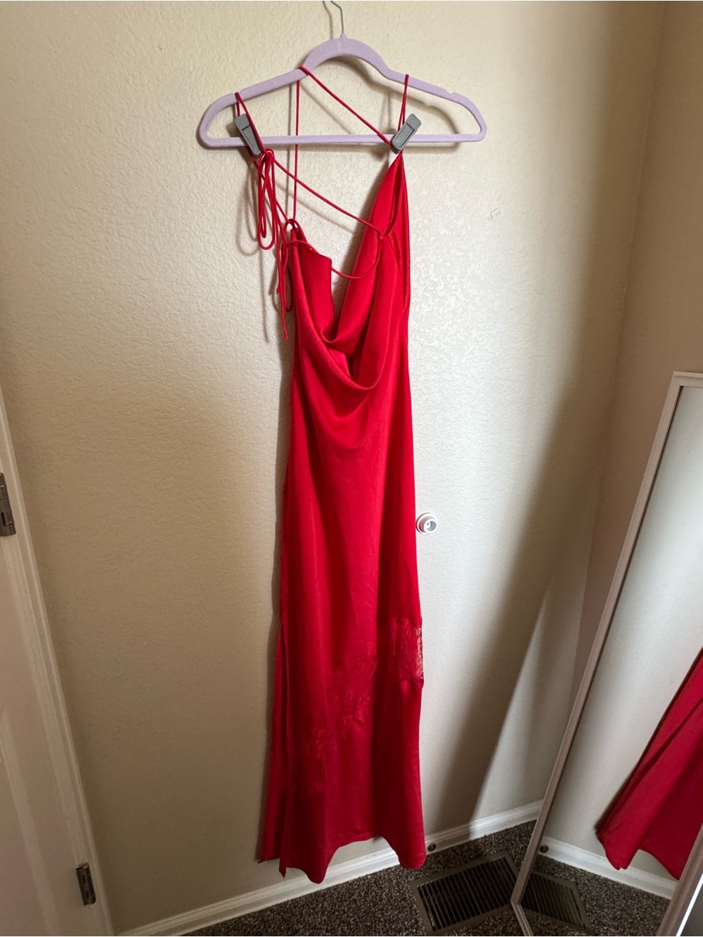 Meshki Chandra Lace Satin Maxi Red Dress Size Small NEW romantic satin strappy - Picture 7 of 8